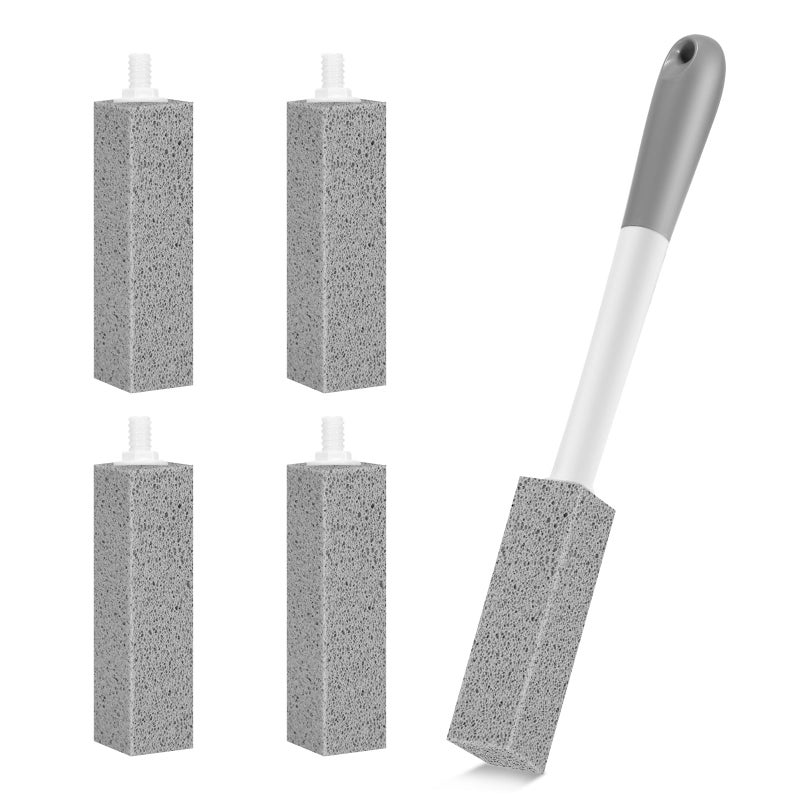 4 Pack Gnvop Toilet Pumice Stone with Long HandlePumice Stone Toilet Bowl Cleaner1 Cleaning Handle 4 No Touch Replaceable Piedra Pomez for Cleaning Toilets Bathtubs Grills Swimming Pools Sinks